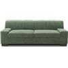 DOMO. collection Norma Divano a 3 posti, Set da 3 Pezzi, Microfibra Legno Metallo, Verde, 212x85x74 cm