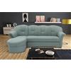 DOMO. collection Divano angolare Puno, piccolo divano a forma di L con Longchair, divano imbottito, divano ad angolo, 233 x 142 x 84 cm (larghezza x profondità x altezza), blu ghiaccio