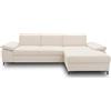 DOMO. collection DOMO Collection Divano angolare Curacao con anima a molla e braccioli a forma di L, divano ad angolo, angolo imbottito, 297 x 160 x 84 cm (larghezza x profondità x altezza), crema (bianco)