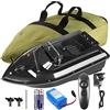 Bilbear Barca da pesca wireless per esche da 500M, barca giocattolo RC intelligente motoscafo, tramoggia di carico da 1,5kg, doppi motori, borsa portatile (barca nera)