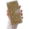 VLQI Cover Libro Glitter compatibile con Samsung Galaxy S21 FE 5G Brillantini Diamanti Strass Custodia Portafoglio Flip Magnetica Antiurto con Porta Carte Donna Ragazza Accessori Cellulari - Oro