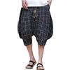 Caxndycing Pantaloni corti harem da uomo, baggy, corti, estivi, Goa, pantaloni hippie con tasche, vestibilità larga, pantaloni estivi leggeri, per il tempo libero, per le vacanze e la spiaggia, Nero ,