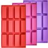 SourceTon - Set di 3 stampi in silicone rettangolari a cavità media, 12 stampi in silicone rettangolari per barrette proteiche