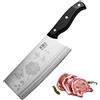 TJ POP Mannaia Coltello da Chef Cinese, Coltello da Cucina Professionale 18cm, Coltello per Carne Affilato con Design Full Tang, 2 in 1, Lama in Acciaio 30Cr13 Spessore 2mm, TJ SEGA Serie TC17068