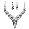 Clearine Matrimonio Sposa Jewellery Set Goccia Strass Cluster Statement Collana Orecchini Pendenti Costume per Donne Grigio Argento-Fondo