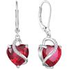 JO WISDOM Orecchini Pendenti Cuore Argento 925 Donna con Cuore 3A Zirconia cubica Luglio Birthstone Colore Rubino