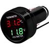 CGEAMDY Voltmetro Digitale Auto Termometro Dc 12v, 2 in 1 Auto 12v 24v Voltmetro Termometro Accendisigari Digitale Display, Termometro Voltmetro Impermeabile per Veicoli(Rosso e Verde)