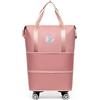 AENZA Borsa da viaggio pieghevole con grande capacità, espandibile bagaglio a mano con ruote rimovibili, borsa fitness per viaggi d'affari, borsa da viaggio per studenti, Colore: rosa., 100*55*22CM