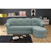 DOMO. collection Divano angolare Puno, piccolo divano a forma di L con Longchair, divano imbottito, divano ad angolo, 233 x 142 x 84 cm (larghezza x profondità x altezza), blu ghiaccio