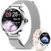 fitonyo Smartwatch Donna Effettua/Rispondi Chiamate,1.1" AMOLED Touchscreen Smartwatch Donna per 110+Sports/Cardiofrequenzimetro/SpO2/Sonno/IP68 Orologi per Android iOS argento