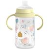Suavinex, Biberon con manici e beccuccio in silicone, anti-coliche, tappo protettivo, bicchiere antigoccia, 270 ml, per bambini +6 mesi, lavabile in lavastoviglie, My Family Verde