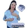 HECKBO Baby Strap - Colore Bianco con Ancore Blu - Include bavaglino e borsa - Lunghezza extra: 520 x 60 cm - Cinghia elastica in cotone di alta qualità per neonati e bambini fino a 15 kg.