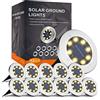 FLOWood Solar Ground Lights - 8 LED Garden Path Lights, IP65 Waterproof Outdoor Disk Lights for Lawn, Pathway, Patio - Warm White 12 Pcs