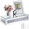 TOLIDA Scaffali galleggianti Mensola in vetro da parete, scaffali da parete con diamanti tritati, scaffali decorativi, ripiani per libri, 38 x 15 x 8 cm, per foto cupcake, candele, libri