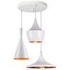 PETITES ECREVISSES 3 Luci Lampada a Sospensione Moderno Industriale Lampada da Soffitto E27 Vintage Illuminazione Plafoniera Paralume in Alluminio 60W Design Camera da letto Cucina (Bianco-con basso tondo)