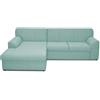 DOMO. collection Divano angolare Topper, divano a forma di L con funzione di sonno, divano moderno, piccolo angolo imbottito, divano letto, 245 x 155 x 78 cm (larghezza x profondità x altezza), blu