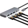 Amazon Basics USB-Hub 3.2/3.1 Gen 2, 10 Gbps, da USB-C a 1 USB-C/3 USB-A, funziona con Windows/Mac, Argento, Nero