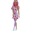 Barbie - Fashionistas n. 189 Bambola con capelli rosa, abito floreale monospalla, occhiali da sole, gamba protesica, sneaker, Giocattolo per Bambini 3+ Anni, HBV21