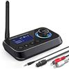 Ainostone Trasmettitore Ricevitore Bluetooth 3-in-1 Adattatore Audio Bluetooth 5.0 per 2 Cuffie con Cavi Bypass Aux/Ottico/RCA ON/OFF Automatico LCD Display Controllo Volume per TV Stereo Casa PC