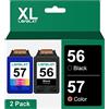 LOFBLAT 56XL 57XL Nero e Tricromia Cartucce Sostituzione per HP 56 57 XL per DeskJet 450ci 5150 5550 9680 OfficeJet 4212 4215 PSC 1210 1215 Photosmart 7550 7760 7960 (Nero Tri-Colore, 2-Pack)