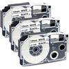 UniPlus 3x Nastro per Etichette Compatibile da 12 mm per Casio XR-12WE XR12WE per Casio Etichettatrice EZ KL-60 KL-70e KL-100 KL-120 KL-130 KL-200 KL-200E KL-300 KL-750 KL-820, Nero su Bianco