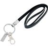 Boshiho - Cordino da ufficio in pelle poliuretanica, con clip resistente e portachiavi, porta badge, o per tenere il cellulare o altri dispositivi USB 17 inch Black 4
