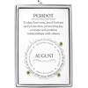 Philip Jones Braccialetto elastico con ciondolo portafortuna di agosto (peridoto) con citazione in confezione regalo, 17.8 cm (Stretch), Cristallo, Cristallo Zircondia®