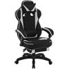 WOLTU Sedia Gaming Tessuto Traspirante Sedia Ufficio Ergonomica con Poggiapiedi Poltrona Gaming Girevole con Schienale & Sedile Grandi per Persone di Taglia Grande, Nero+Grigio, GS02gr