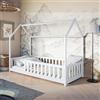 Kids Collective Lettino da terra per bambini 90 x 200 cm con protezione anticaduta e rete a doghe Lettino Montessori Letto singolo Opzionale con materasso | Realizzato in pino bianco per ragazzi e ragazze