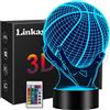 Linkax - Lampada a illusione ottica a tema basket per bambini, ragazzi e ragazze, 16 colori modulabili, luce notturna 3D, decorazione per la cameretta dei bambini, regalo di compleanno