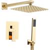 SaniteModar Set Doccia Incasso Dorato, Miscelatore Doccia Incasso con 30x30cm Soffione, kit Doccia Incasso con Doccetta