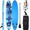 GOPLUS SUP Tavola da Surf Gonfiabile, Set Paddle Board per Adulti, Portata di 120/130/170kg, Remo Regolabile 160-210cm, 335/305/297x76x15 cm (Blu B, L)