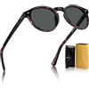 Carfia Retro Occhiali da Sole Uomo Polarizzati UV400 Protezione Rotonda Cornice in Acetato CA5289