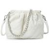VNFIOEI Borsa a mano da donna in pelle PU borsa a tracolla grande quilling motivo diamante borsa catena borse con spallacci regolabili Hobo Crossbody Bag, bianco, Hobo