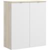 CAESAROO Armadio basso 79x96H Adrien Bianco lucido e Rovere naturale con due ante - Bianco e Naturale