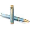 PARKER Penna roller Parker IM Writing Rituals, finitura turchese-verde con sfumatura, puntale dorato, punta fine, inchiostro nero, confezione regalo