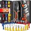 SOMELINE Set di Pinza Crimpatrice Capicorda, 30 Tipi [0,34-6 mm²] Capicorda Elettrici a Crimpare, Faston Connettori, Faston Elettrici, Pinza Capicorda, Pinza per Capicorda, Pinza Elettricista