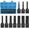 EFUTURETIME 10 Pz. Set Bussole Esagonali 1/2, H5, H6, H7, H8, H10, H12, H14, H16, H17, H19, Bussole Esagonali Maschio con Scatola, Cr-Mo, per Viti ad Esagono Incassato