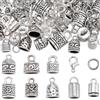 SUNNYCLUE 1 scatola 230 pezzi CAPspucci Terminali Del Cavo Argento Antico Tibetano Pelle Kumihimo Bracciali Forniture Colla In Estremità A Crimpare Punta Del Barilotto Del Tubo Fermagli per Aragosta T