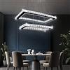 Generic Moderno lampadario rettangolare a LED con 2 anelli in acciaio inox, lampadario a sospensione a led per sala da pranzo, soggiorno, camera da letto (bianco freddo)