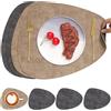 Chitomars Tovagliette e Sottobicchieri, Tovagliette Americane Lavabili Plastica Bifacciale Non-Scivolose Tovagliette Colazione in Ecopelle Tovaglietta Americana Rotonde (Set di 4, Grigio Beige)