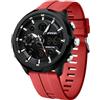RORIOS Orologio Doppio Display da Uomo Orologio da Polso Digitali Sportivi Orologio Moda Multifunzione Orologio Elettronico Quarzo Cinturino in Silicone Rosso