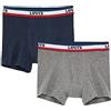 Levi's Kids Sportswear Logo Boxer Brief 2Pk Pantaloncini boxer Bambini e Ragazzi, Grey Heather, S