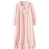 BoQari Camicia da notte a maniche lunghe in flanella da donna e ragazza, camicia da notte per taglie forti, camicia da notte invernale in pile caldo per le donne a maniche lunghe, rosa, L