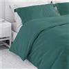 Corredocasa Copripiumino in Puro Cotone Morbidissimo Tinta Unita Dotato di Federa/e Disponibile in una Vasta Gamma di Colori e Per Tutti i Tipi di Letto (Verde Smeraldo, Matrimoniale)