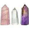 Mina Heal Set di 3 bacchette di cristallo curative, appuntite, prisma sfaccettato, bacchette per reiki, chakra, meditazione e terapia, decorative (quarzo rosa, quarzo trasparente e ametista)