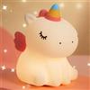 AmmToo Unicorno Luce Notturna Bambini, Lampada Notturna per Bambini, 3 Modalità di Luce, Lucina Notte Regolabile con Timer, Controllo Touch, Lampada Unicorno in Silicone, Ricaricabile Tramite USB
