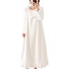 BoQari Camicia da notte a maniche lunghe in flanella da donna e ragazza, camicia da notte per taglie forti, camicia da notte invernale in pile caldo per le donne a maniche lunghe, bianco, XXL