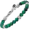 10:10 Bracciale uomo donna pietre Occhio di Tigre Verde naturale finitura lucida diametro 6 mm e perle diamantate in acciaio inox 6 mm, braccialetto verde misura regolabile, prodotto in Italia.