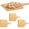 Relaxdays 4X Paletta per Pizza 45 x 30 cm, Vassoio Pizza, Angoli Arrotondati con Manico, Pala per Pane, in bambù, Naturale